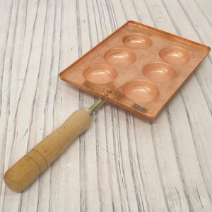 f002 C1 akashiyaki egg roasting takoyaki home use copper board copper made 6 hole cookware present condition goods 