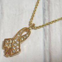 f002 Z1 クリスチャンディーオール Christian Dior アクセサリー ネックレス ラインストーン CDロゴ ゴールドカラー ネコポス385円_画像1