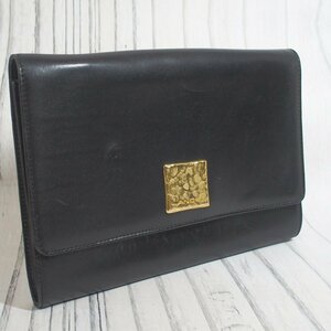 f002 2Fbag ランセル LANCEL メンズ クラッチバッグ セカンドバッグ ゴールド金具 レザー 黒 ブラック