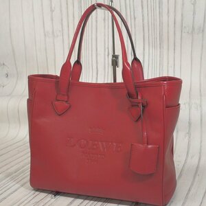 f002 2Fbag ロエベ LOEWE レディース トートバッグ 鞄 ハンドバッグ レザー 赤 レッド系 金具ジャンク