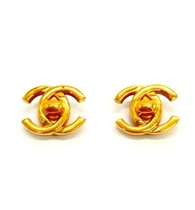 【え沖】 ☆ シャネル ココマーク ターンロック イヤリング ゴールドカラー CHANEL 現状品 アクセサリー GOLD MDZ01MNB84