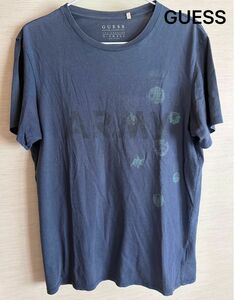 GUESS ネイビーTしゃむ Tシャツ 半袖プリントTシャツ カットソー S USA 半袖 古着　xs