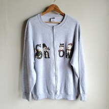 C31◆FRUIT OF THE LOOM BEST スウェット ジップアップ カーディガン size2XL グレー 長袖 トレーナー 中古 USED 古着_画像1