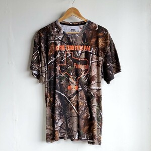 307◆RUSSELL OUTDOORS リアルツリー カモ柄 半袖Tシャツ size2XL 中古 USED 古着 カモフラージュ 総柄 ビッグサイズ オーバーサイズ