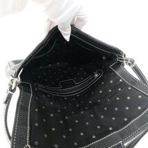 kate spade new york ケイトスペードニューヨーク 黒 ブラック ハンドバッグ ワンショルダーバッグ シボレザー 中水玉模様_画像8