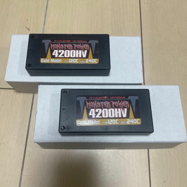 モンスターパワー　リポバッテリー　4200mAh 7.6v 120C 中古　2本セット LI-PO