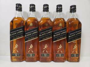 □[未開栓] JOHNNIE WALKER BLACK LABEL ジョニーウォーカー スコッチウイスキー 40% 700ml 5本セット 黒ラベル ブラックラベル