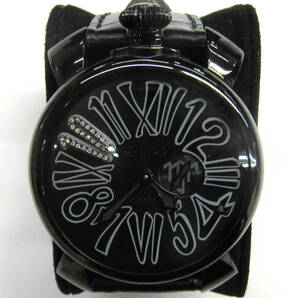 【動作品】GaGaMILANO ガガミラノ マヌアーレスリム 46MM メンズ腕時計 ネイマール Jr 限定038/110 ブラック ベルト付の画像4