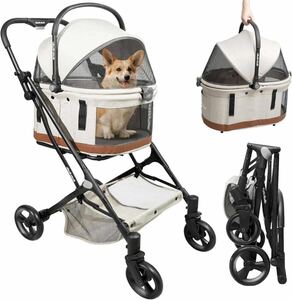  pet Cart 3way multifunction buggy middle small size dog stylish folding sectional pattern 5