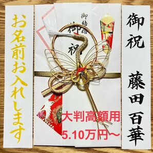 《在庫1点》御祝儀袋【大判高額用　和鶴・赤】5.10万円〜 婚礼祝　のし袋　お祝い袋　金封　プレミアム