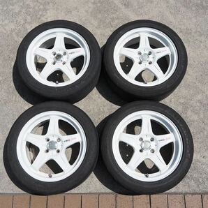 ★TRD Sports T3 RAYS 16インチ OF+45 PCD100 4H ホワイト 中古品の画像1