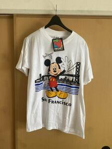 デッドストック　レア　ディズニー　ミッキーマウス　サンフランシスコ　Tシャツ 白 ビンテージ ANVIL USA製　サイズM タグ付