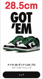 Nike SB Dunk Low Pro 28.5cm US10.5 Black and Classic Green