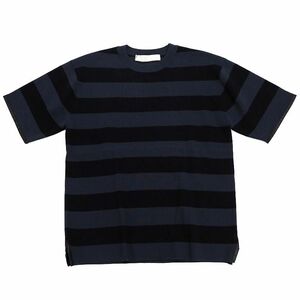 C05351 新品 ESTNATION/LOUNGE ニット Tシャツ 【サイズ：M】 ブラック/チャコール ボーダー エストネーション