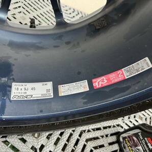 ４本セット RAYS レイズ ZE40 9J et45 18 114.3 メタリックブルー アドバン a048 265/35r18タイヤ付きの画像5