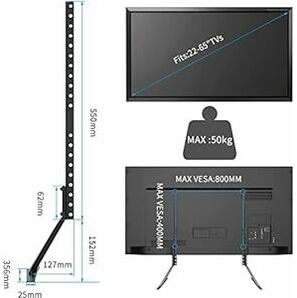 ユニバーサルテレビ台 壁寄せTVスタンド 22〜65v対応テレビラック テレビスタンドベース 高さ調節可能 コード収納 省スペースの画像5