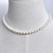 テリ最強 美品 アコヤ真珠 ネックレス 6.9-7.4mm アコヤパール ラウンド silver刻印 necklace jewelry pearl _画像3