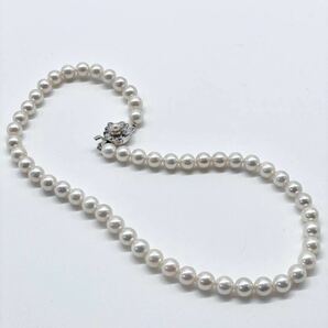 テリ最強 美品 アコヤ真珠 ネックレス 7.5-7.7mm アコヤパール ラウンド pearl necklace jewelry silver刻印の画像5