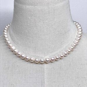 テリ最強 美品 アコヤ真珠 ネックレス 8.0-8.3mm アコヤパール ラウンド pearl necklace jewelry silverの画像3