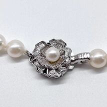 テリ強 美品 アコヤ真珠 ネックレス 6.0-6.4mm アコヤパール ラウンド pearl necklace jewelry silver_画像6