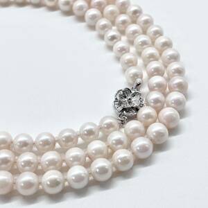 テリ強 アコヤ真珠 100cm ロングネックレス 6.5-6.7mm アコヤパール ラウンド pearl necklace jewelry silver