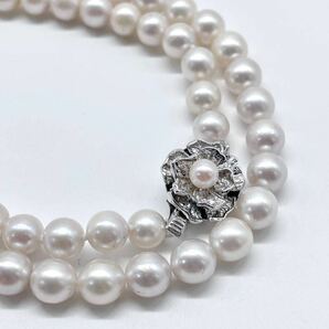 テリ強 美品 本真珠 ネックレス 6.9mm パール ラウンド pearl necklace jewelry silver刻印 の画像1