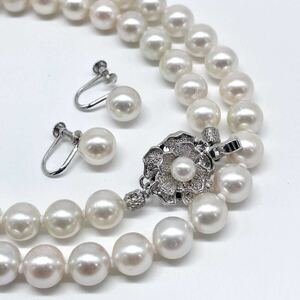 テリ最強!! K14WG 美品 アコヤ本真珠 ネックレス 約45cm 7.0-7.5mm アコヤパール ラウンド pearl necklace jewelry silver