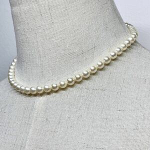 良質!! テリ強 アコヤ真珠 ネックレス 約39cm 6.5-7.0mm アコヤパール 本真珠 ラウンド pearl necklace jewelry silver