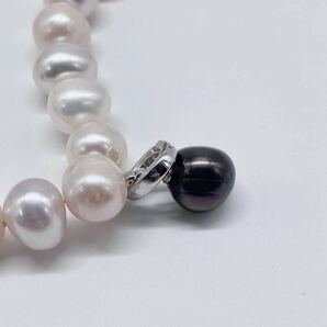 良質!! テリ強 美品 本真珠 ネックレス 約51cm 8.8-10.3mm マルチカラー セミラウンド pearl necklace jewelry silverの画像5