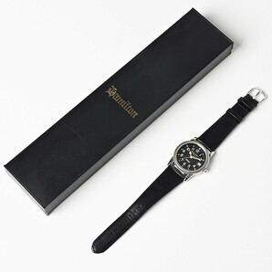 【稼働品】ハミルトン カーキ 腕時計 自動巻 デイト 黒文字盤 8753 ケース付 HAMILTON Khaki Automatic メンズ/紳士の画像5