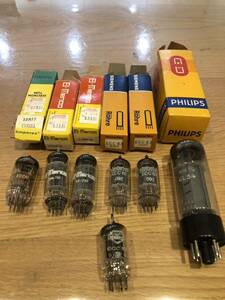 真空管　7本　Mullard ECC83, Amperex ECC81 12AT7, EL Menco 12BH7, 　 SIEMENS ECC83 12AX7, Philips EL34 xf2 B3G2