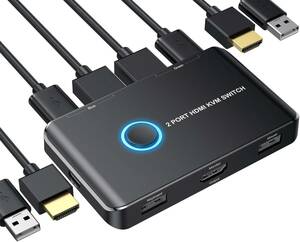 KVMスイッチ、ABLEWE HDMI KVM切替器 2入力1出力 PC切替器 4K解像度 HDモニター マウス キーボード プリ