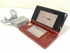 Nintendo ニンテンドー 3DS 初期化済み CTR-001 メタリックレッド 充電器あり 通電確認済み IK