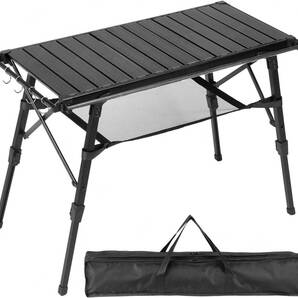 IGT テーブル アウトドアテーブル キャンプテーブル 高さ調節４３～６4㎝ 折り畳み 軽量 igt互換 収納袋付 (ブラック)の画像1