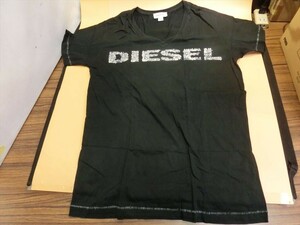 【HW85-06】【送料無料】DIESEL ディーゼル メンズ用 ブラック 半袖Tシャツ Sサイズ/※穴あき 色褪せ有り
