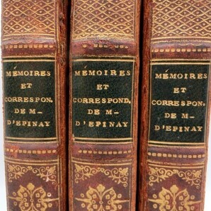 JS【ヘ4-48】【60サイズ】▲洋書 古書/Memoires et Correspondance de Madame D'Epinay 1～3/Diderot Rousseau/経年品の画像2