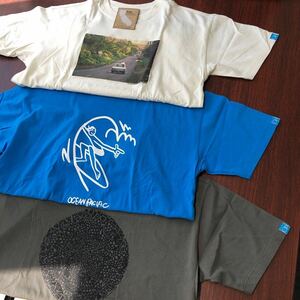 Ocean Pacific オーシャンパシフィック 新品未使用タグ付き 半袖Tシャツ 3点セット フリーサイズ Op メンズ プリントT ホワイト ブルー 