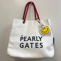 PEARLY GATES×LINE FRIENDS パーリーゲイツ ラインフレンズ ハンドバッグ キャンバス 刺繍 鞄 ゴルフ 美品 ショッパー風 ユニセックス_画像1