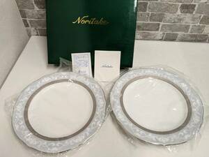 未使用☆ Noritake ノリタケ ハンプシャープラチナ 23cm アクセントプレート ペアセット P91310/4336