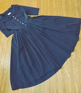 ★ 美品 ★ NICE CLAUP／70年代風 ／五分袖 ロングワンピース