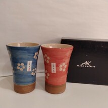 M04048　 AYAKO KOSHINO　 小篠綾子　フリーカップ　 ペア　夫婦湯呑　 酒器 　ビール　和食器 未使用_画像1