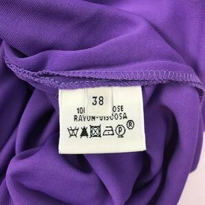j182 未使用 タグ付 HERMES エルメス ワンピース Vネック タイトワンピース ドレス パープル 紫 38 フランス製 ナイロン100% 正規品の画像9
