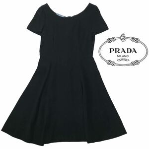 j183 superior article PRADA Prada 2014 short sleeves One-piece formal dress black black 42 lady's regular goods 