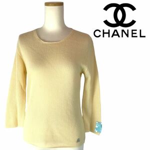 j296 CHANEL IDENTIFICATION Chanel Indy ke-shon cashmere 100% tops mesh knitted long sleeve sweater spangled regular goods 