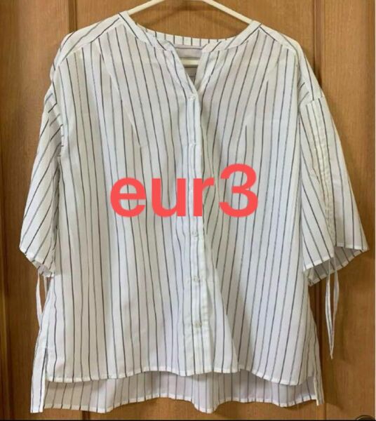 【eur3】ク【新品・送料込み】eur3 ストライプ ブラウス 羽織◆アイボリー ブラウス 白 シャツ