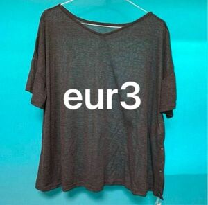 【eur3】新品タグ付 カットソー カットソー ブラック Tシャツ