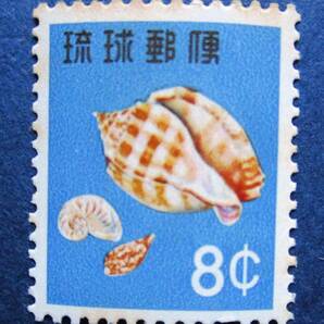 沖縄切手・琉球切手 第1次動植物シリーズ タイコガイ 8￠切手。 BB18 シミがあります。画像参照の画像3