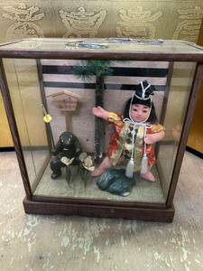 日本人形 ガラスケース付 置物 五月人形 コレクション アンティーク ガラスケース 特選人形　端午の節句　飾り物　きんたろう　金太郎