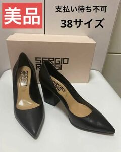 価格交渉不可！美品/箱　sergio rossi セルジオロッシ　パンプス　ウェッジソール　黒　ブラック　24.5㎝　38