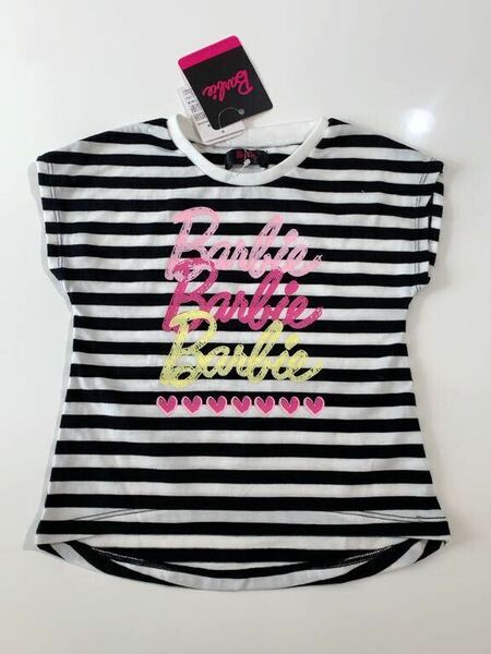 Barbie 半袖　Tシャツ ９０　フレンチスリーブ　新品タグ付　バービー ボーダー　ロゴ　子供服　キッズ　ベビー　カットソー　